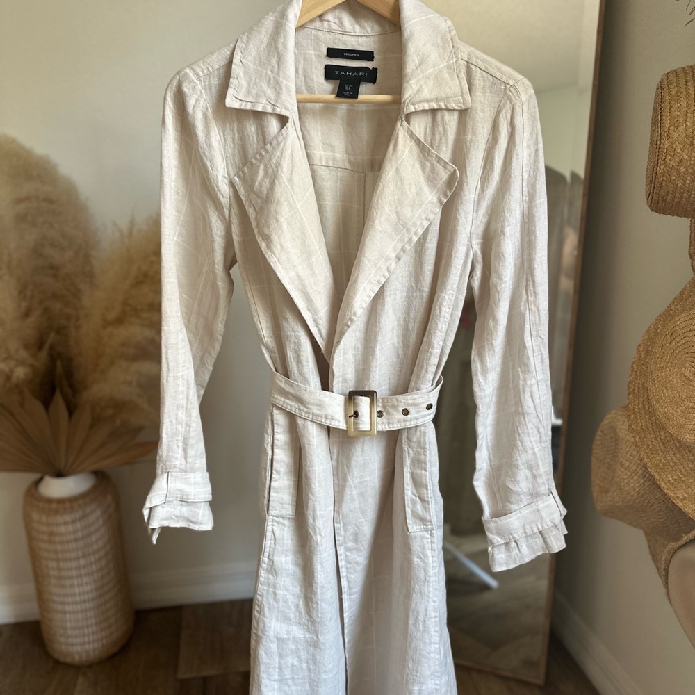 Tahari Linen Trench Coat